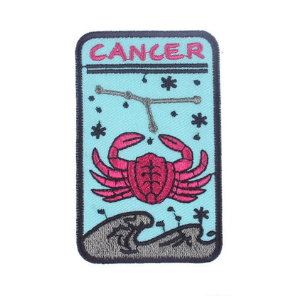 Zodiac Sign Iron On Patches | Twelve Constellation Witchy Embroidery Sticker For Clothing Shirt Backpack Jeans Jacket | Esoteric DIY Gift For Astrology Witch | Apollo Tarot Shop