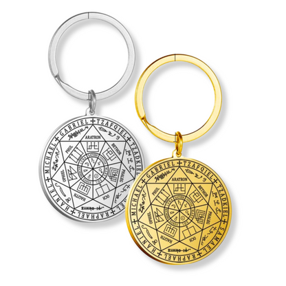 Sigil Of The Seven Archangels Keyring • Solomon Seal Kabbalah Amulet Pendant Keychain • Stainless Steel Talisman Charm Jewelry • Apollo Tarot Shop