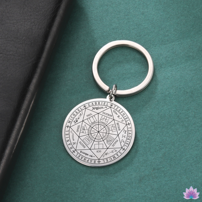 Sigil Of The Seven Archangels Keyring • Solomon Seal Kabbalah Amulet Pendant Keychain • Stainless Steel Talisman Charm Jewelry • Apollo Tarot Shop