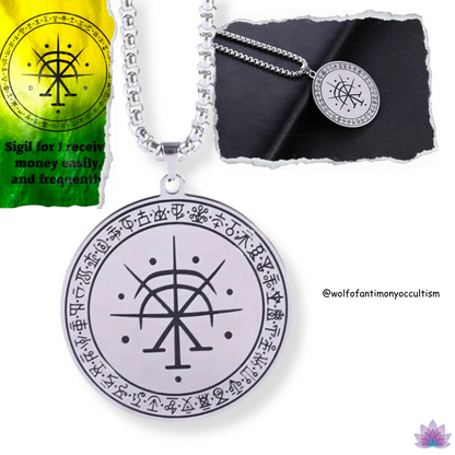 Wolf Of Antimony's Money Success Sigil Necklace • Wealth Luck Attraction Viadescioism Pendant • Witchy Chaos Magick Amulet • Neo-Pagan Witch Talisman • Apollo Tarot Shop