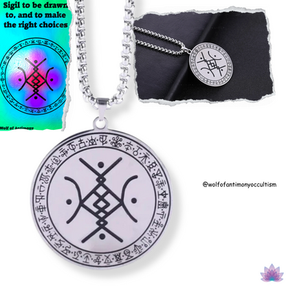 Wolf Of Antimony's Money Success Sigil Necklace • Wealth Luck Attraction Viadescioism Pendant • Witchy Chaos Magick Amulet • Neo-Pagan Witch Talisman • Apollo Tarot Shop