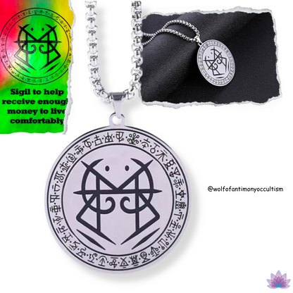 Wolf Of Antimony's Money Success Sigil Necklace • Wealth Luck Attraction Viadescioism Pendant • Witchy Chaos Magick Amulet • Neo-Pagan Witch Talisman • Apollo Tarot Shop