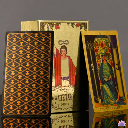 The Silver Or Golden Card Waite Tarot Deck • Gold Foil Classic Plastic Cards + Guidebook + Beginner Divination Witch Premium Gift Box • Apollo Tarot Shop