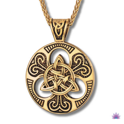 Triquetra Necklace • Irish Celtic Trinity Love Knot Round Pendant • Triple Goddess Stainless Steel Wiccan Jewelry For Pagan Worship • Apollo Tarot Shop