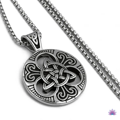 Triquetra Necklace • Irish Celtic Trinity Love Knot Round Pendant • Triple Goddess Stainless Steel Wiccan Jewelry For Pagan Worship • Apollo Tarot Shop