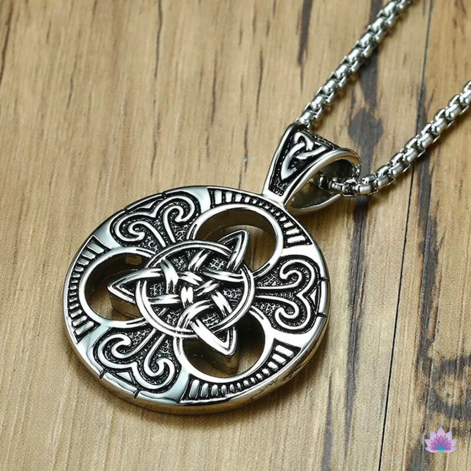 Triquetra Necklace • Irish Celtic Trinity Love Knot Round Pendant • Triple Goddess Stainless Steel Wiccan Jewelry For Pagan Worship • Apollo Tarot Shop