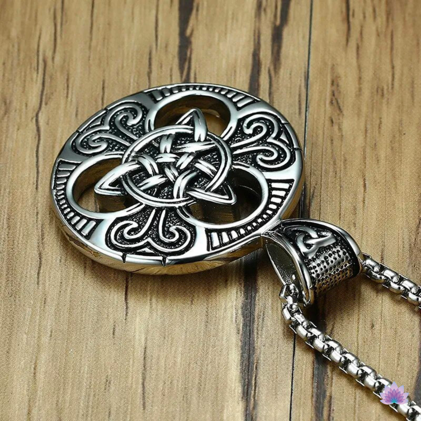Triquetra Necklace • Irish Celtic Trinity Love Knot Round Pendant • Triple Goddess Stainless Steel Wiccan Jewelry For Pagan Worship • Apollo Tarot Shop