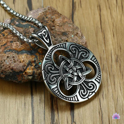 Triquetra Necklace • Irish Celtic Trinity Love Knot Round Pendant • Triple Goddess Stainless Steel Wiccan Jewelry For Pagan Worship • Apollo Tarot Shop