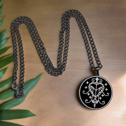 Voodoo Veve Symbols Necklace • Magick Sigil Stainless Steel Black Pendant • Vodou Jewelry Lwa Loa Amulet • Afro-Caribbean Spiritual Talisman