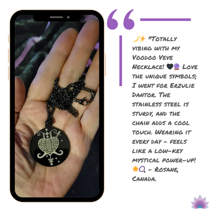 Voodoo Veve Symbols Necklace • Magick Sigil Stainless Steel Black Pendant • Vodou Jewelry Lwa Loa Amulet • Afro-Caribbean Spiritual Talisman