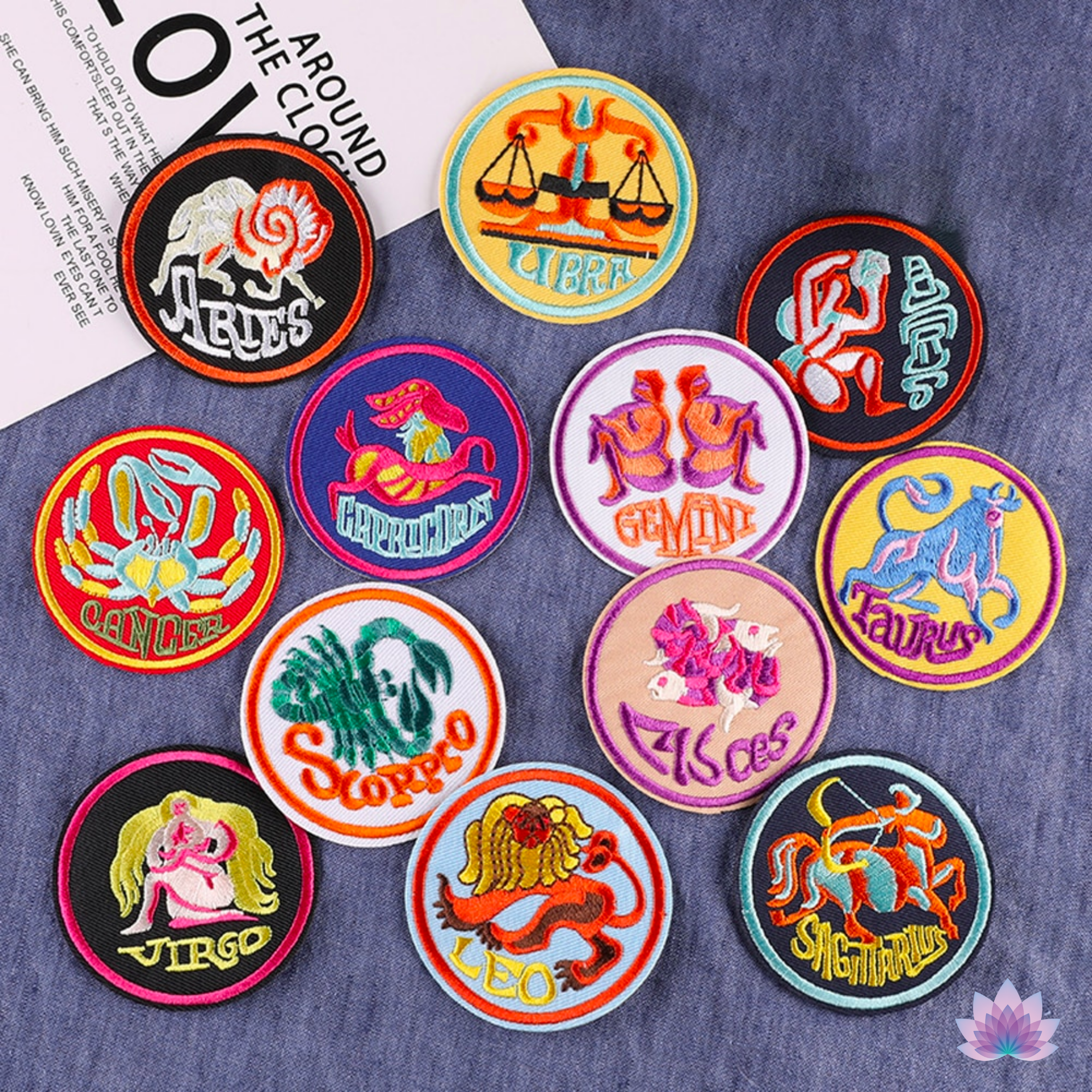 Zodiac Sign Embroidery Iron On Patch | Astrology Signs Thermo Adhesive Badge | 12 Constellation  Embroidered Stickers For Jeans Backpacks Jackets Clothes