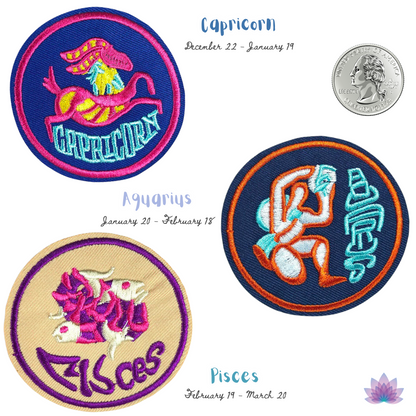 Zodiac Sign Embroidery Iron On Patch | Apollo Tarot ShopAstrology Signs Thermo Adhesive Badge | 12 Constellation Embroidered Stickers For Jeans Backpacks Jackets Clothes