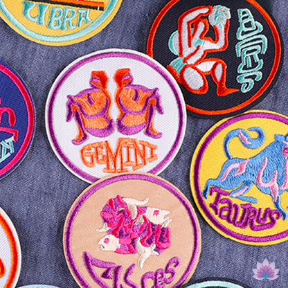 Zodiac Sign Embroidery Iron On Patch | Apollo Tarot ShopAstrology Signs Thermo Adhesive Badge | 12 Constellation Embroidered Stickers For Jeans Backpacks Jackets Clothes