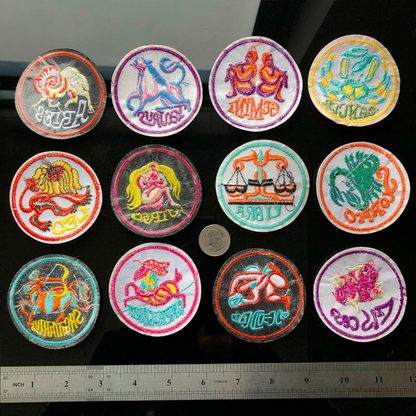 Zodiac Sign Embroidery Iron On Patch | Apollo Tarot ShopAstrology Signs Thermo Adhesive Badge | 12 Constellation Embroidered Stickers For Jeans Backpacks Jackets Clothes