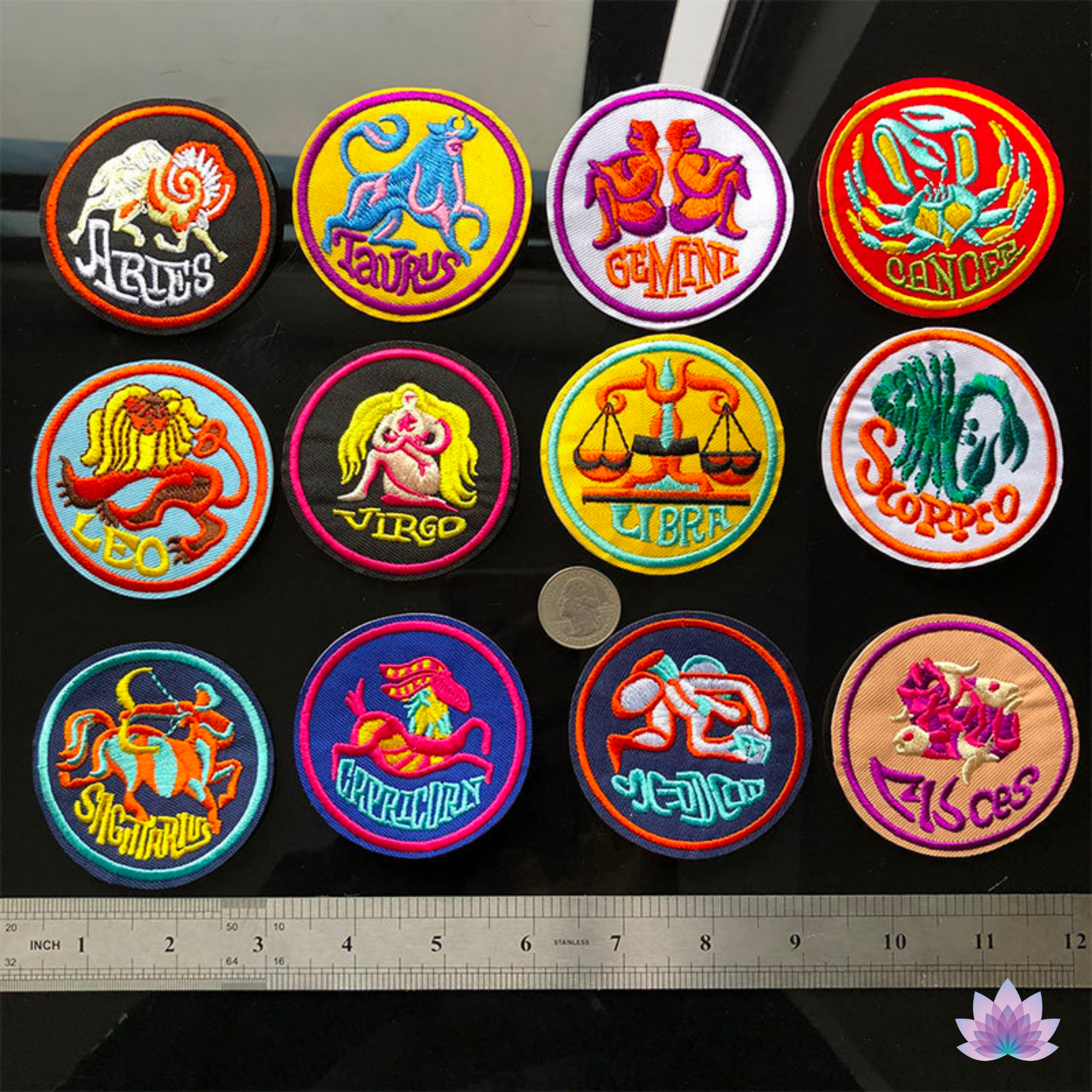 Zodiac Sign Embroidery Iron On Patch | Apollo Tarot ShopAstrology Signs Thermo Adhesive Badge | 12 Constellation Embroidered Stickers For Jeans Backpacks Jackets Clothes