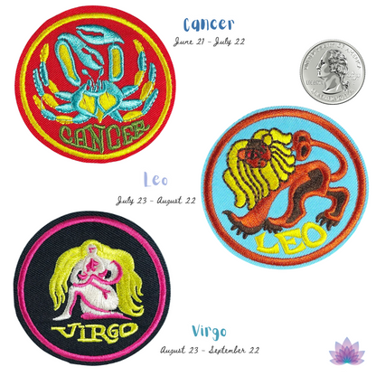 Zodiac Sign Embroidery Iron On Patch | Apollo Tarot ShopAstrology Signs Thermo Adhesive Badge | 12 Constellation Embroidered Stickers For Jeans Backpacks Jackets Clothes