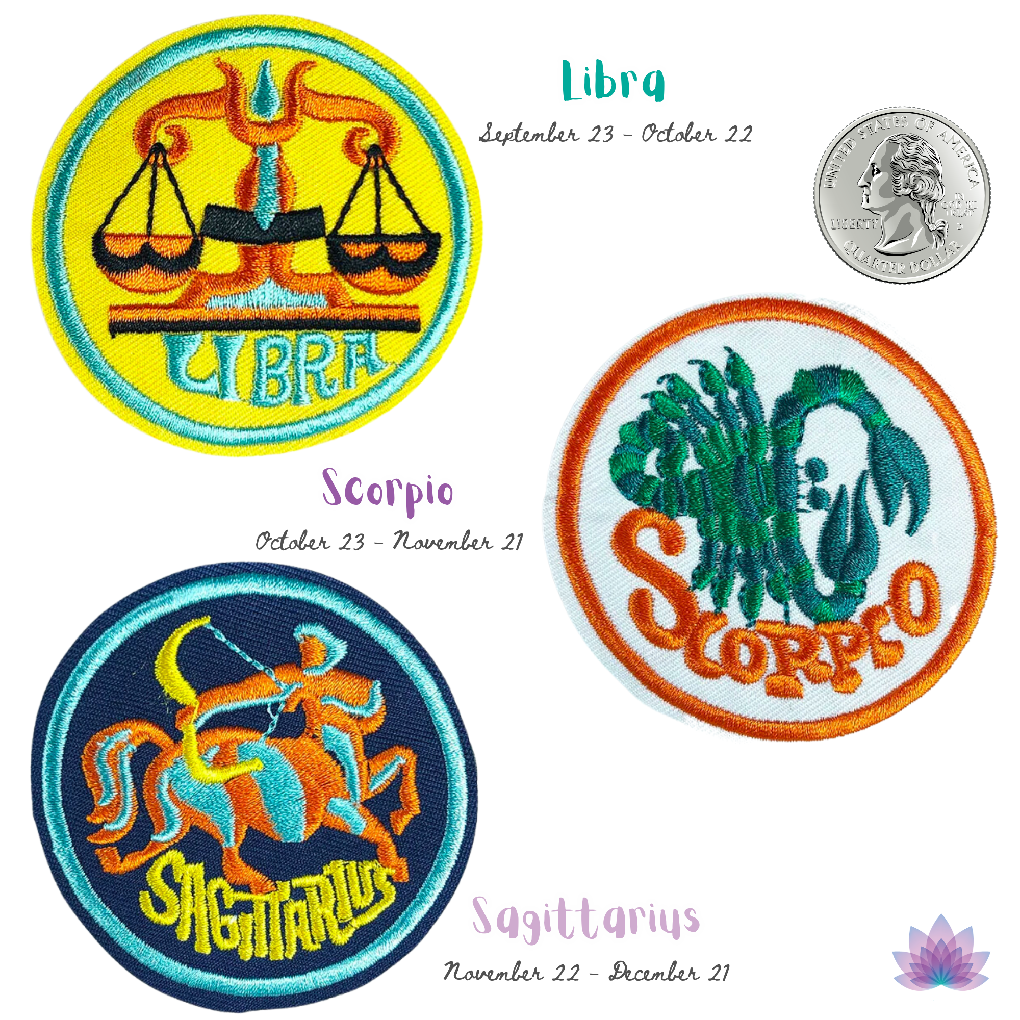 Zodiac Sign Embroidery Iron On Patch | Apollo Tarot ShopAstrology Signs Thermo Adhesive Badge | 12 Constellation Embroidered Stickers For Jeans Backpacks Jackets Clothes