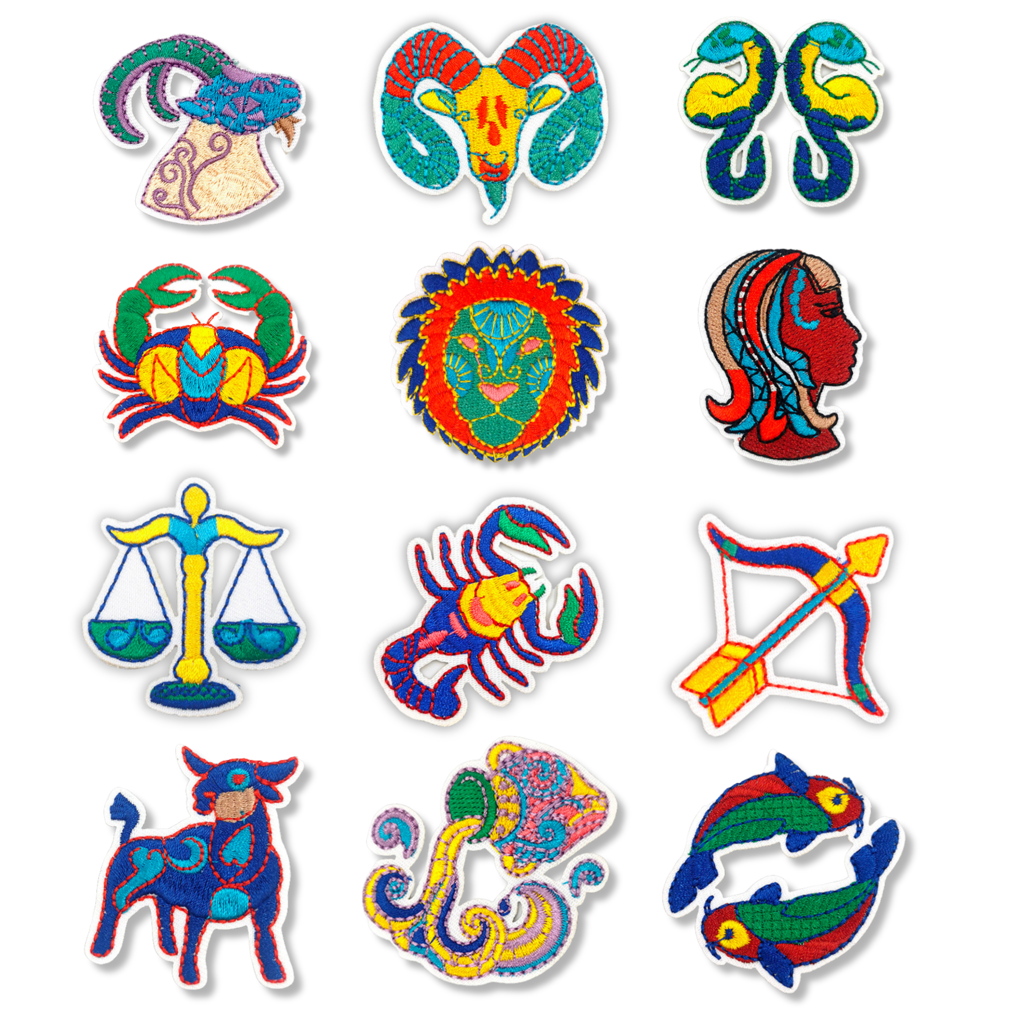 Zodiac Sign Symbols Iron On Patch | Astrology Constellation Embroidered Stickers For Clothes Jeans Backpacks | Apollo Tarot Shop