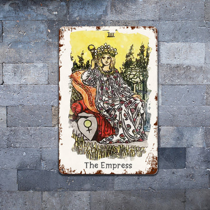 Tin Sign Of The Empress Tarot Card Painting • Major Arcana Waite-Style Cards Vintage Metal Print • Apollo Tarot Design Shop