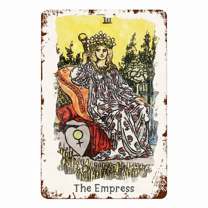 Tin Sign Of The Empress Tarot Card Painting • Major Arcana Waite-Style Cards Vintage Metal Print • Apollo Tarot Design Shop