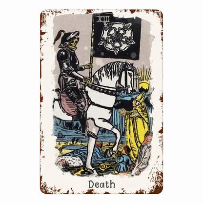 Tin Sign Of The Death Tarot Card Painting • Major Arcana Waite-Style Cards Vintage Metal Print • Apollo Tarot Design Shop