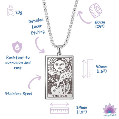 Major Arcana Tarot Card Necklace • Engraved Stainless Steel Waite Cards Pendant