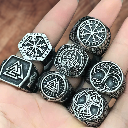 Norse Mythology Ring Nordic Viking Odin Compass Valknut Yggdrasil Amulet Jewelry • Apollo Tarot Shop