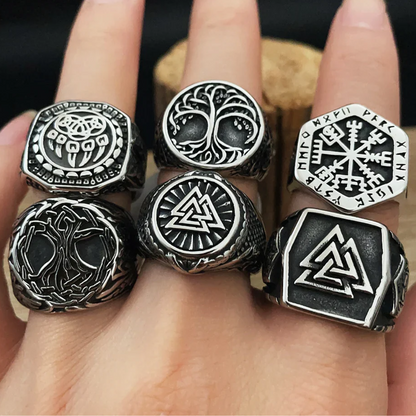 Norse Mythology Ring Nordic Viking Odin Compass Valknut Yggdrasil Amulet Jewelry • Apollo Tarot Shop