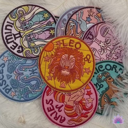 Zodiac Sign Embroidery Patch | Astrology Signs Iron On Patches For Clothes Backpack Jeanswear | Witchy Embroidered Thermal Adhesive Stickers | Apollo Tarot Shop