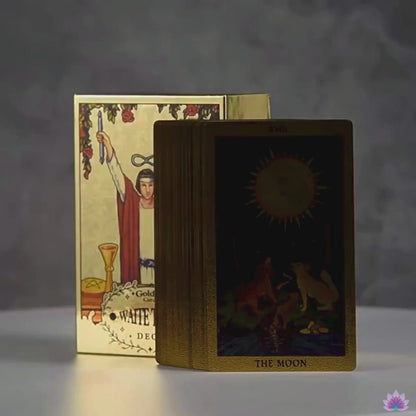 The Silver Or Golden Card Waite Tarot Deck • Gold Foil Classic Plastic Cards + Guidebook + Beginner Divination Witch Premium Gift Box • Apollo Tarot Shop