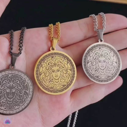 Goddess Athena Greek Mythology Necklace • Ancient Deity Worship Jewelry For Spiritual Men Pagan Witchy Women • Minerva Medusa Shield Pendant • Apollo Tarot Shop