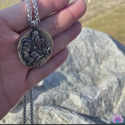 Nordic God Thor Coin Necklace | Norse Mythology Mjölnir Hammer Pendant | Pagan Worship Witchy Viking Jewelry |  Apollo Tarot