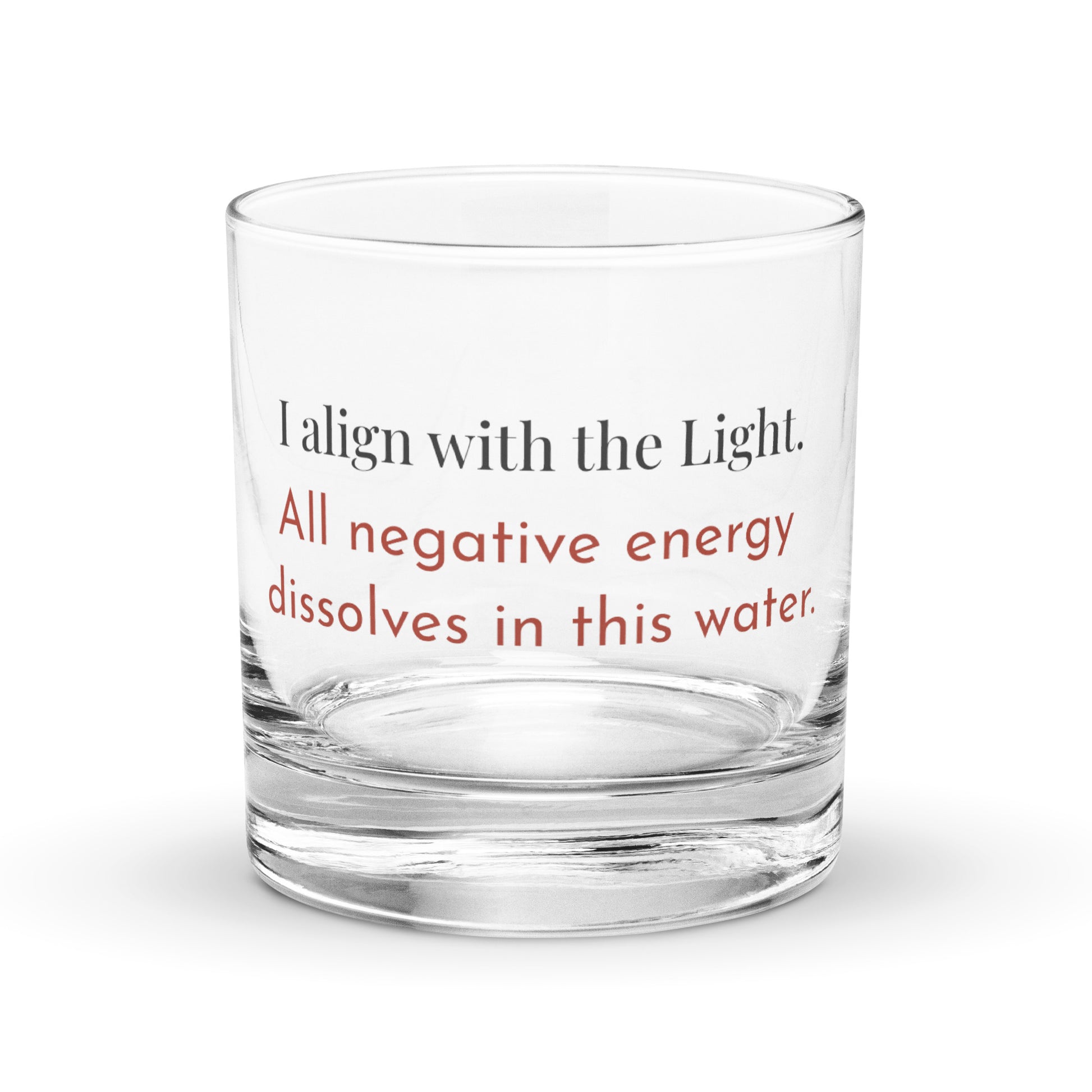 “I Align with the Light” Bedside Ritual Glass • 10.5 oz Clear Rocks Glass for Nighttime Water, Negative Energy Cleansing & Spiritual Protection • Apollo Tarot Shop