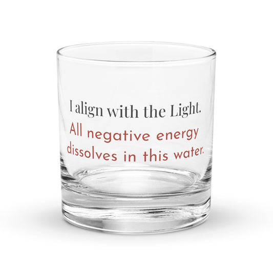 “I Align with the Light” Bedside Ritual Glass • 10.5 oz Clear Rocks Glass for Nighttime Water, Negative Energy Cleansing & Spiritual Protection • Apollo Tarot Shop