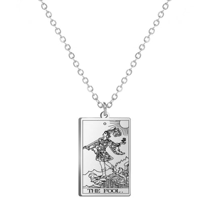 Dainty Tarot Card Necklace | Laser Engraved Major Arcana Stainless Steel Pendants For Esoteric Women | Apollo Tarot