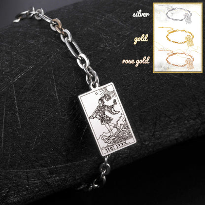 Bracelets With Tarot Card Charms, Stainless Steel Wrist Pendants Of All The 22 Rider-Waite-Smith Major Arcana Divination Cards, Esoteric Jewelry Gift For Spiritual Women | Apollo Tarot