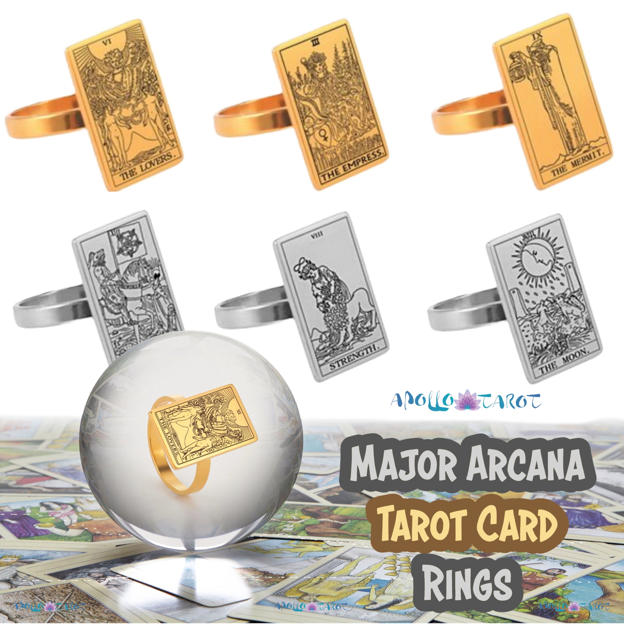 Tarot Ring | Silver & Gold Major Arcana Tarot Card Jewelry | Apollo Tarot