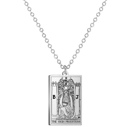 Dainty Tarot Card Necklace | Laser Engraved Major Arcana Stainless Steel Pendants For Esoteric Women | Apollo Tarot