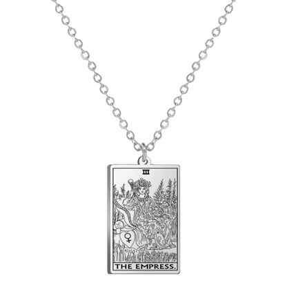 Dainty Tarot Card Necklace | Laser Engraved Major Arcana Stainless Steel Pendants For Esoteric Women | Apollo Tarot