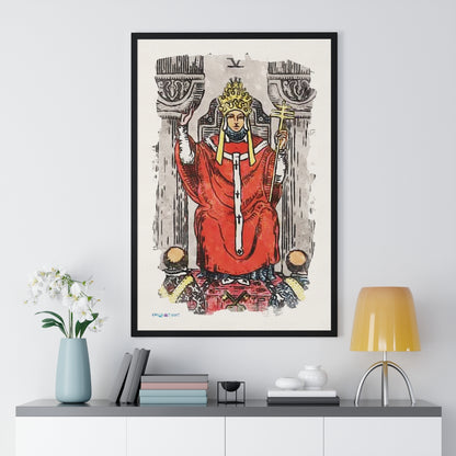 Watercolor of The Hierophant Tarot Card Framed Poster | Apollo Tarot