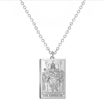 Dainty Tarot Card Necklace | Laser Engraved Major Arcana Stainless Steel Pendants For Esoteric Women | Apollo Tarot