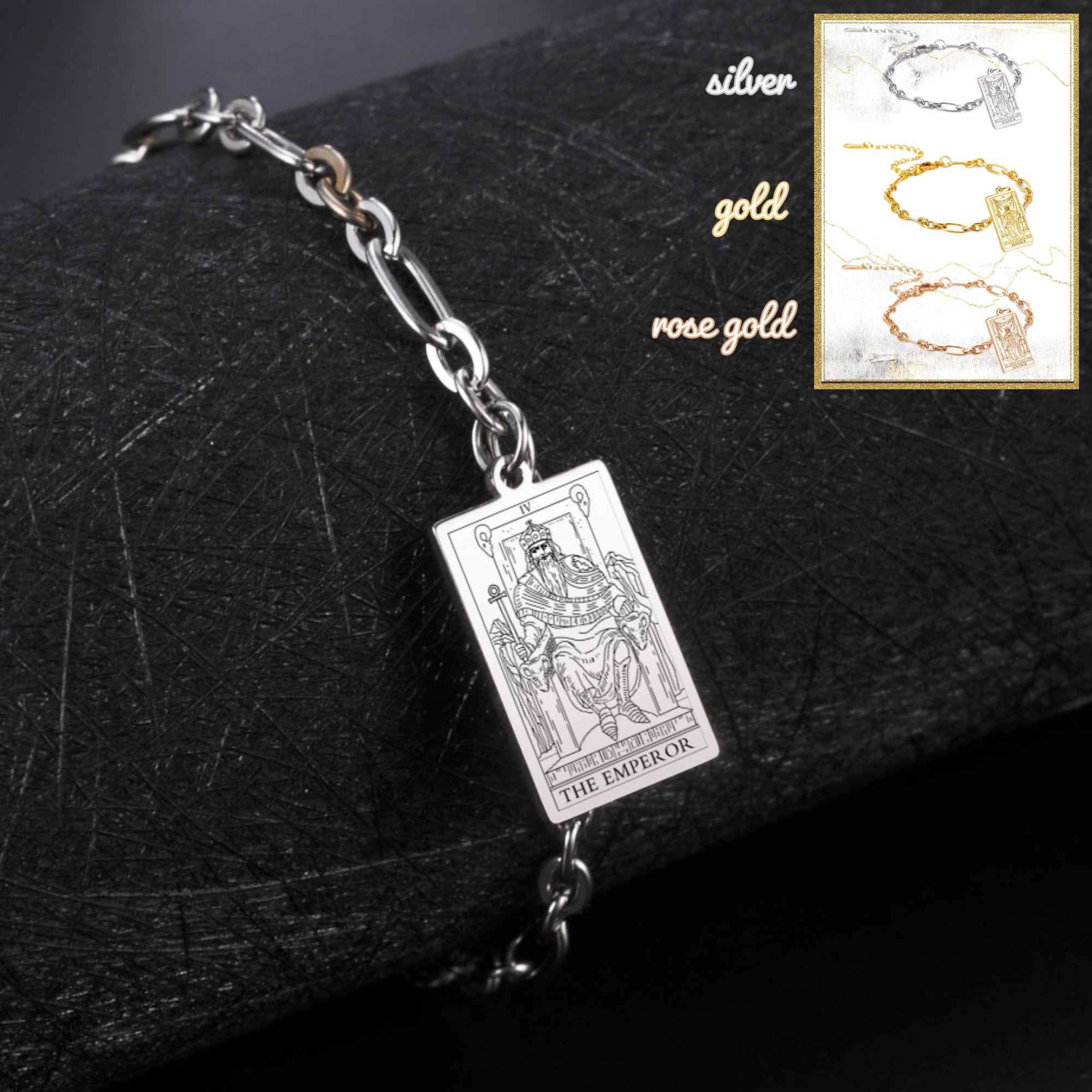 Bracelets With Tarot Card Charms, Stainless Steel Wrist Pendants Of All The 22 Rider-Waite-Smith Major Arcana Divination Cards, Esoteric Jewelry Gift For Spiritual Women | Apollo Tarot