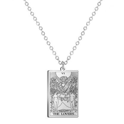 Dainty Tarot Card Necklace | Laser Engraved Major Arcana Stainless Steel Pendants For Esoteric Women | Apollo Tarot