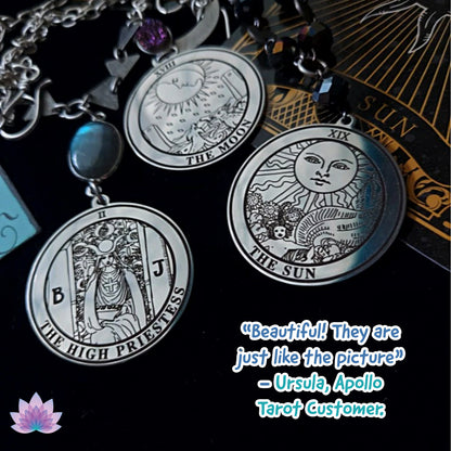 Round Tarot Card Necklace | Major Arcana Amulet Pendants | Apollo Tarot