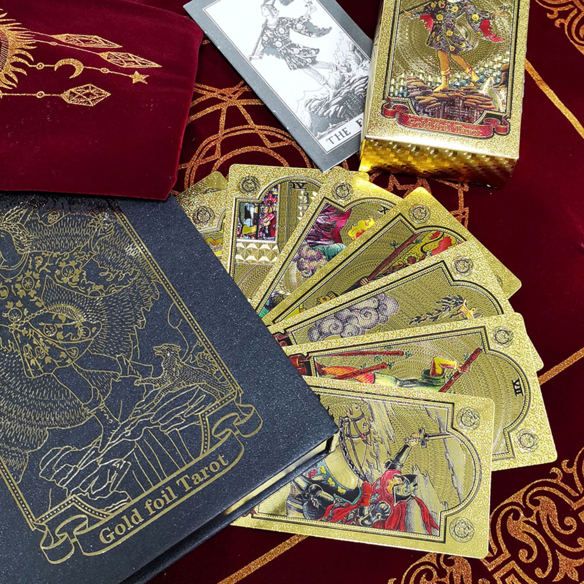 Gold Foil Rider-Waite Tarot Deck Gift Box With Guidebook For Beginners | Premium Cards | Apollo Tarot Shop