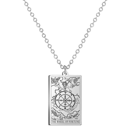 Dainty Tarot Card Necklace | Laser Engraved Major Arcana Stainless Steel Pendants For Esoteric Women | Apollo Tarot