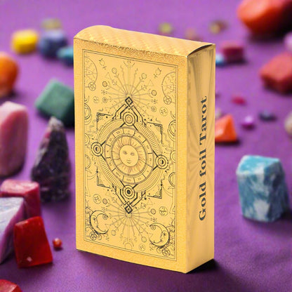 Gold Foil Tarot Deck | Premium Luxury Holographic Divination Cards | Best Tarot Deck For Beginners | Apollo Tarot