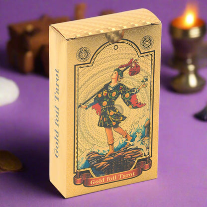 Gold Foil Tarot Deck | Premium Luxury Holographic Divination Cards | Best Tarot Deck For Beginners | Apollo Tarot