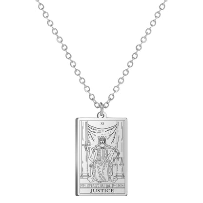 Dainty Tarot Card Necklace | Laser Engraved Major Arcana Stainless Steel Pendants For Esoteric Women | Apollo Tarot