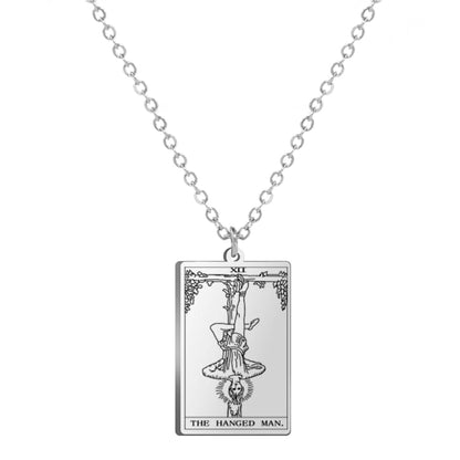 Dainty Tarot Card Necklace | Laser Engraved Major Arcana Stainless Steel Pendants For Esoteric Women | Apollo Tarot